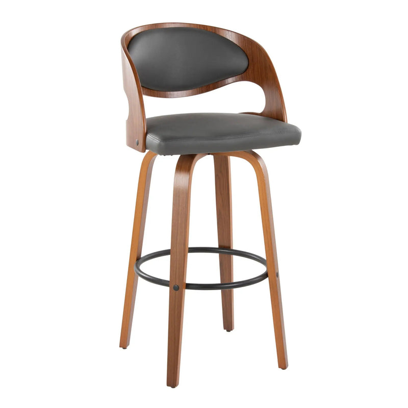 Pino - Mid Century Modern Fixed Height Barstool With Swivel & Round Footrest (Set of 2) by Unique Piece Furniture