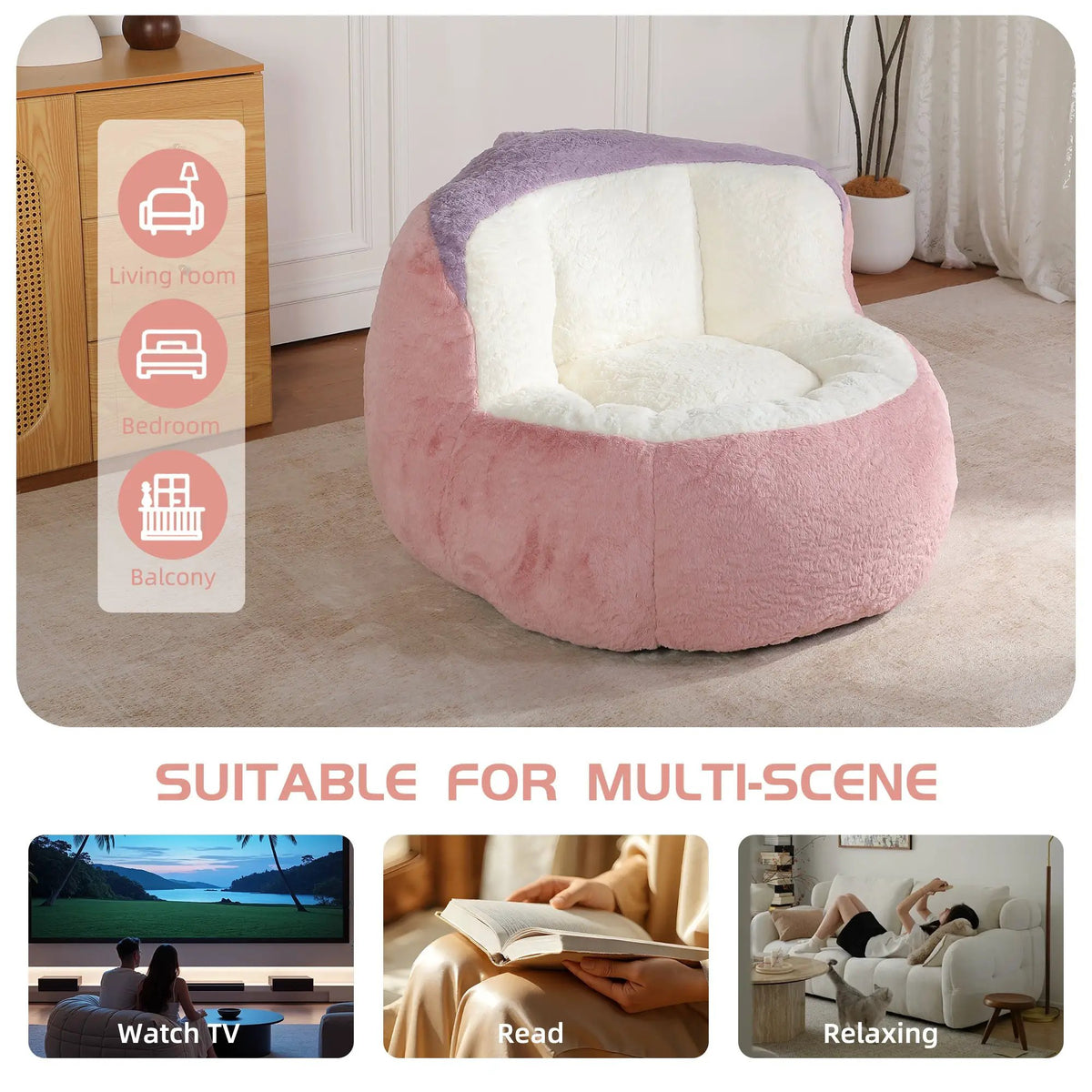 Oversized Multicolor Faux Fur Bean Bag Chair by HouseOfZazla