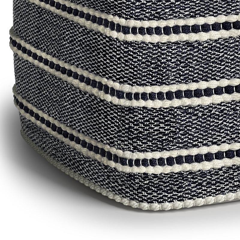 Corrie - Square Outdoor / Indoor Pouf - Navy / White by HouseOfZazla