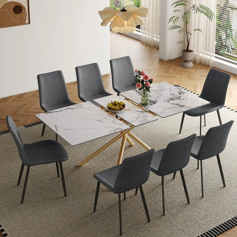 Modern Expandable Dining Table With Retractable Leaf With Chairs by HouseOfZazla