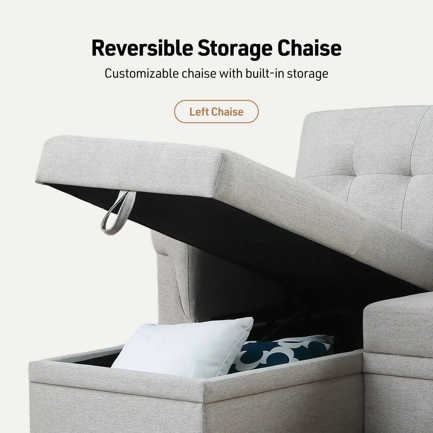 Lucca - Reversible Sleeper Sectional Sofa With Storage Chaise by Unique Piece Furniture