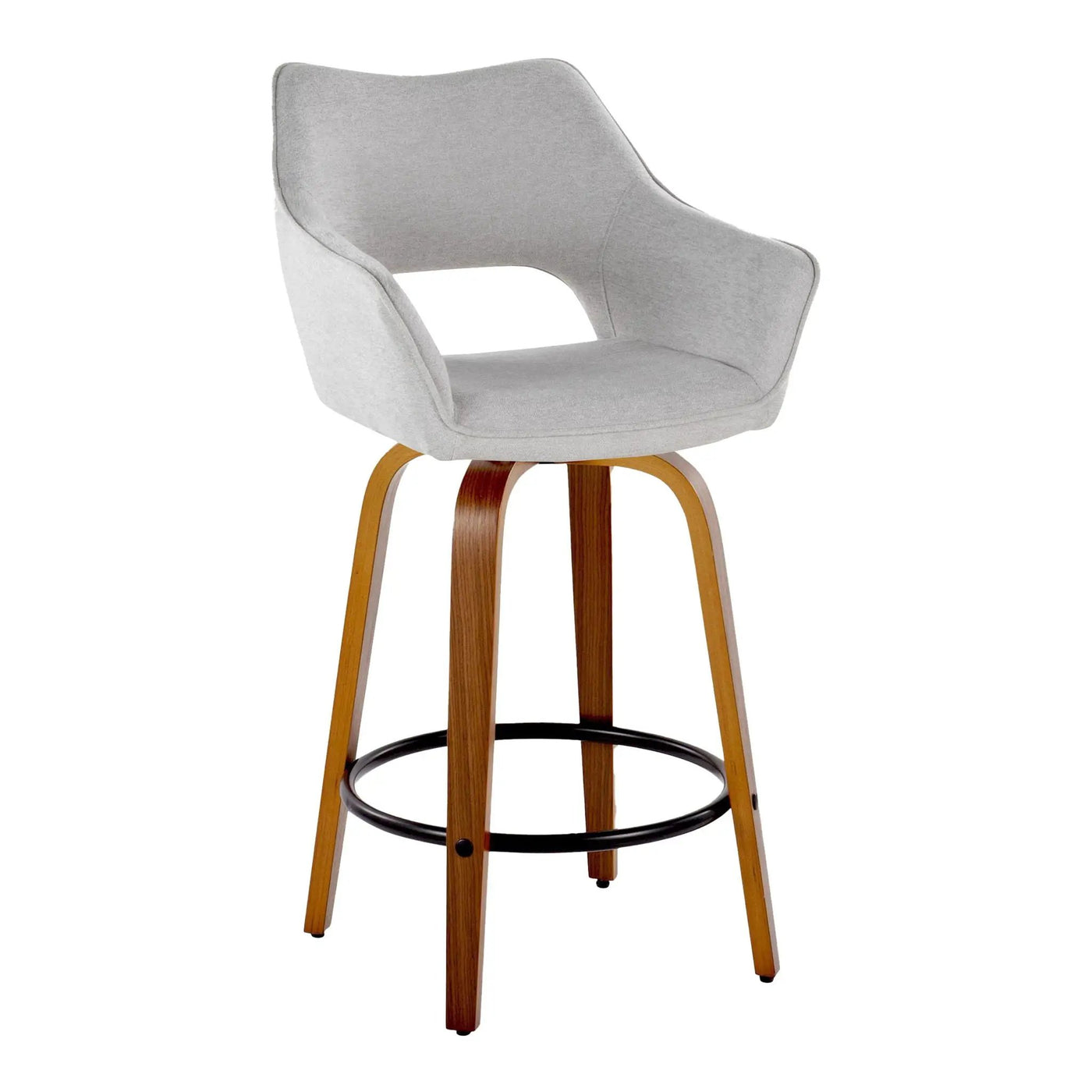 Mustang - Contemporary Fixed Height Counter Stool With Swivel With Round Footrest (Set of 2) by HouseOfZazla