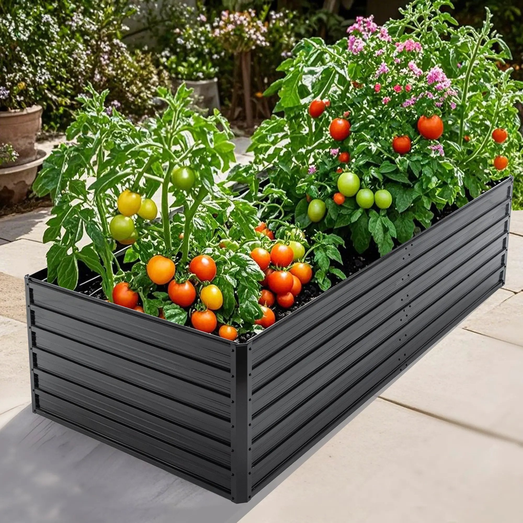 Metal Raised Garden Bed Outdoor 7.2x3.6x2 FT Galvanized Raised Garden Bed Kit by HouseOfZazla
