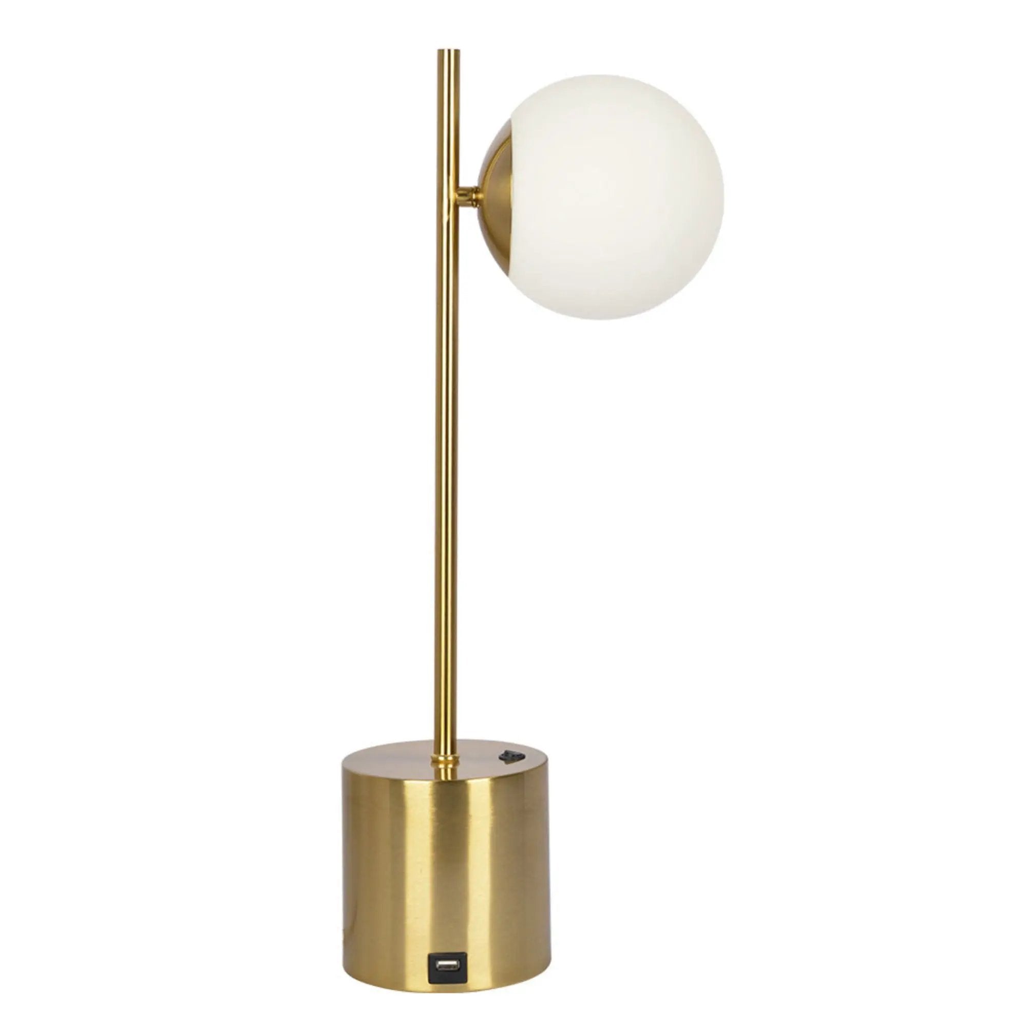 Ethereal - Modern Small Table Lamp, Desk Lamp Fixture With Globe Shade - Gold / White by Unique Piece Furniture