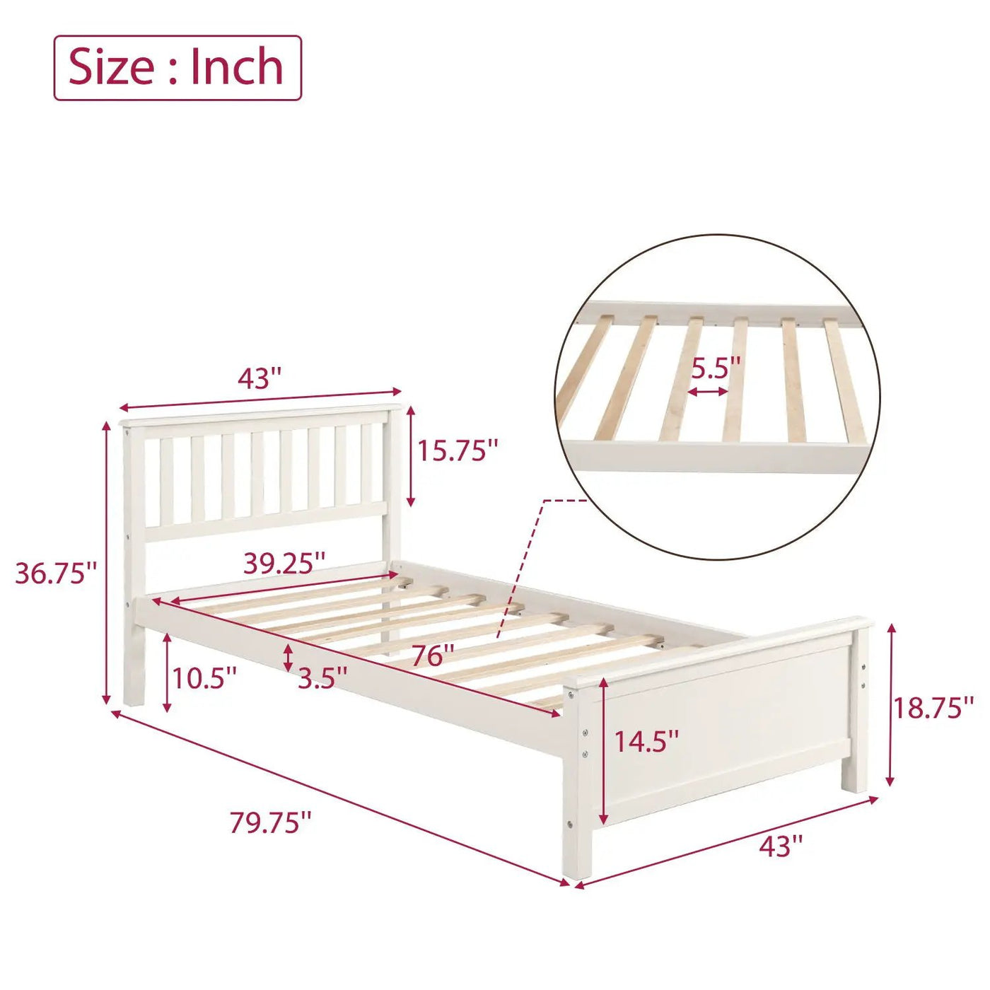 Platform Bed With Headboard, Footboard And Wood Slat Support by Unique Piece Furniture