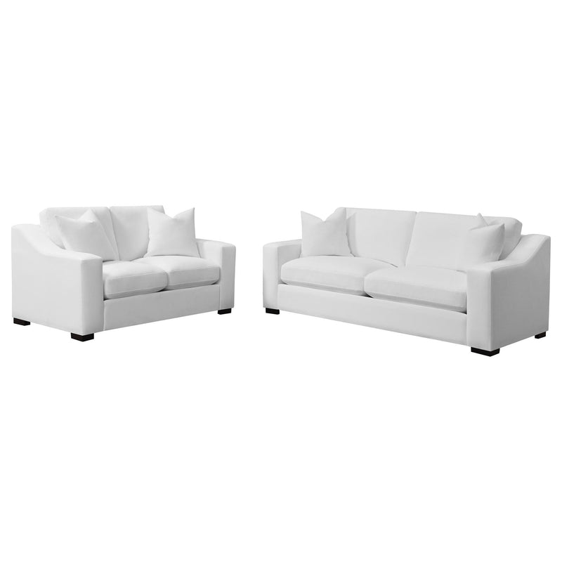Chelan - 2 Piece Upholstered Sloped Arm Sofa Set - White by HouseOfZazla
