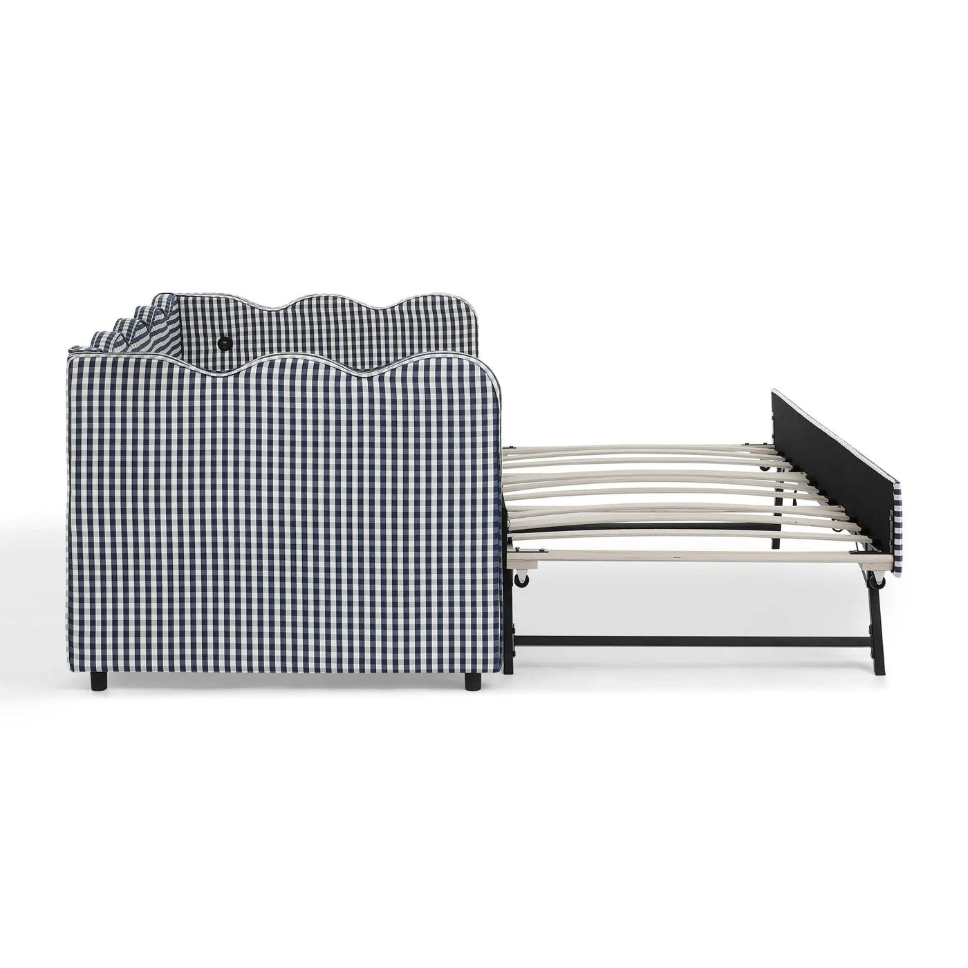 Gingham Daybed With USB Charging Port, Wave-Shaped Design by HouseOfZazla