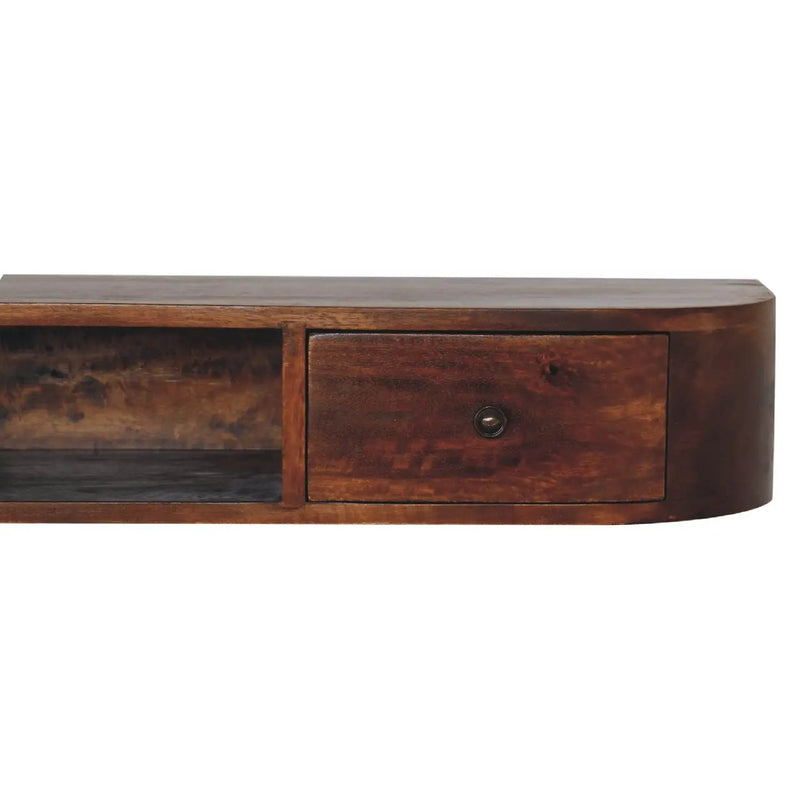 Solid Wood Lunar 2-Drawer Floating Console, 1 Open-slot by HouseOfZazla