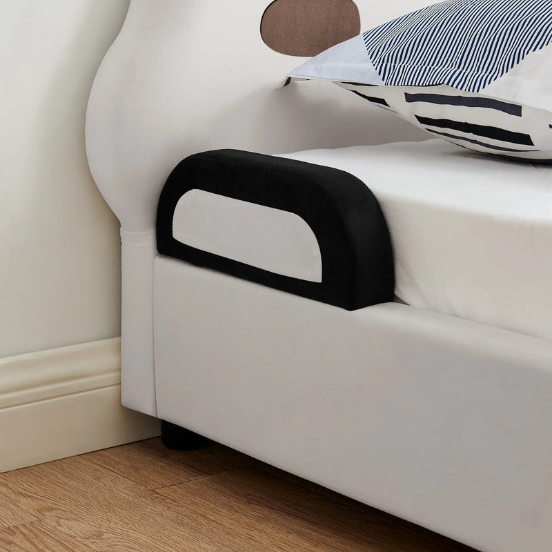 Twin Size Cute Panda-Shaped Kids Bed with Velvet Fabric by HouseOfZazla