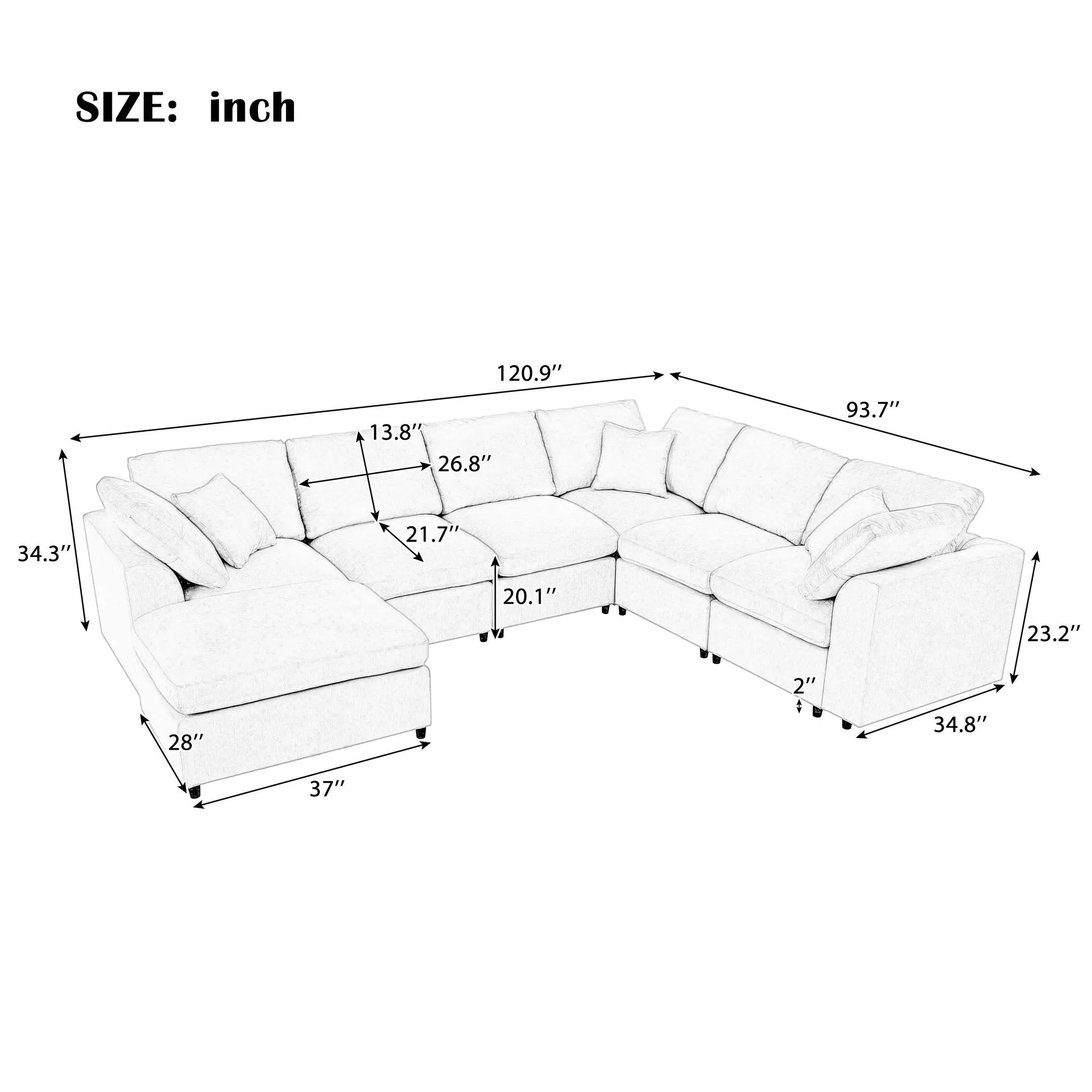 U_Style 120.8" Extra Large Modular Sectional Sofa by HouseOfZazla