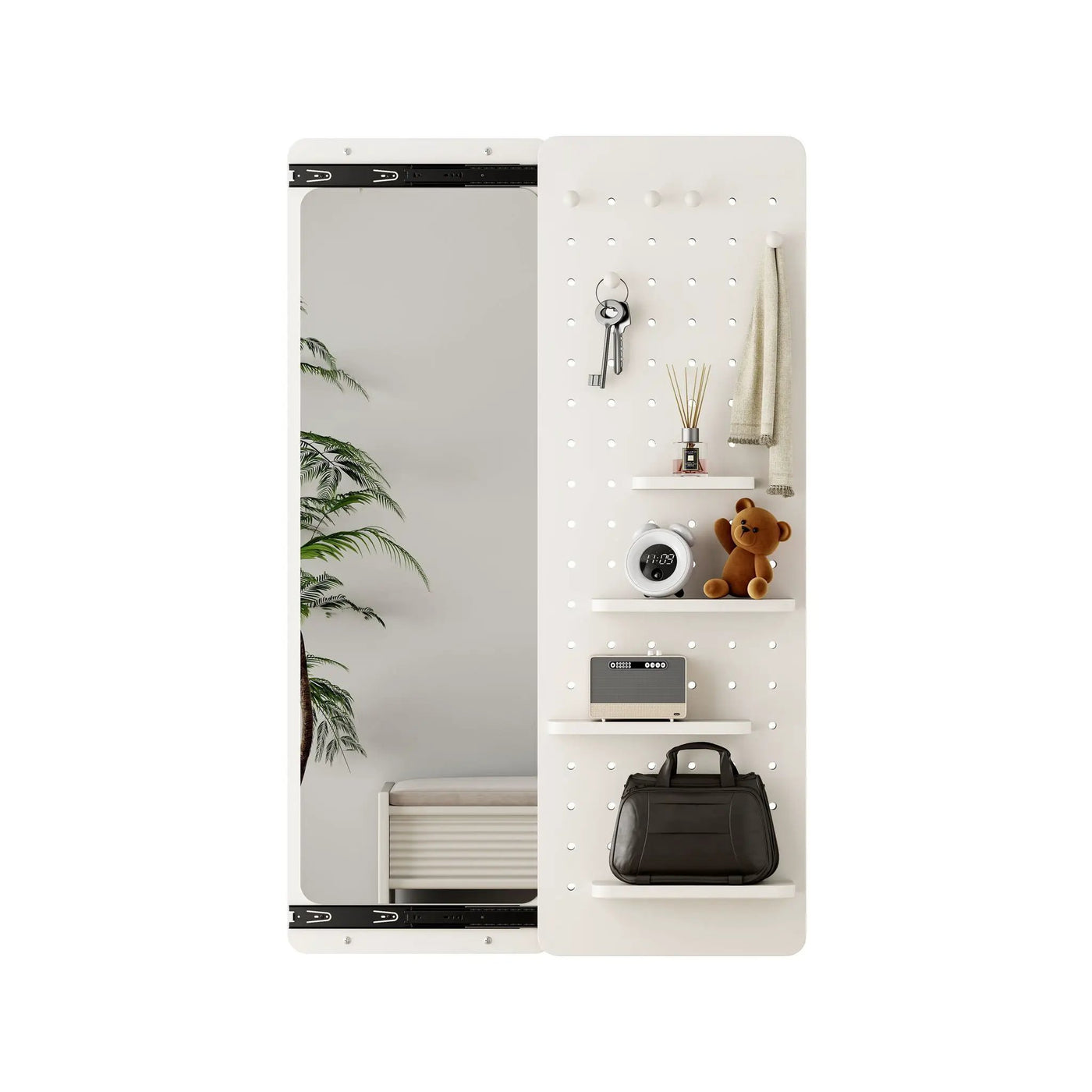Wall Mounted Full Length Mirror With Shelf And Hook by HouseOfZazla