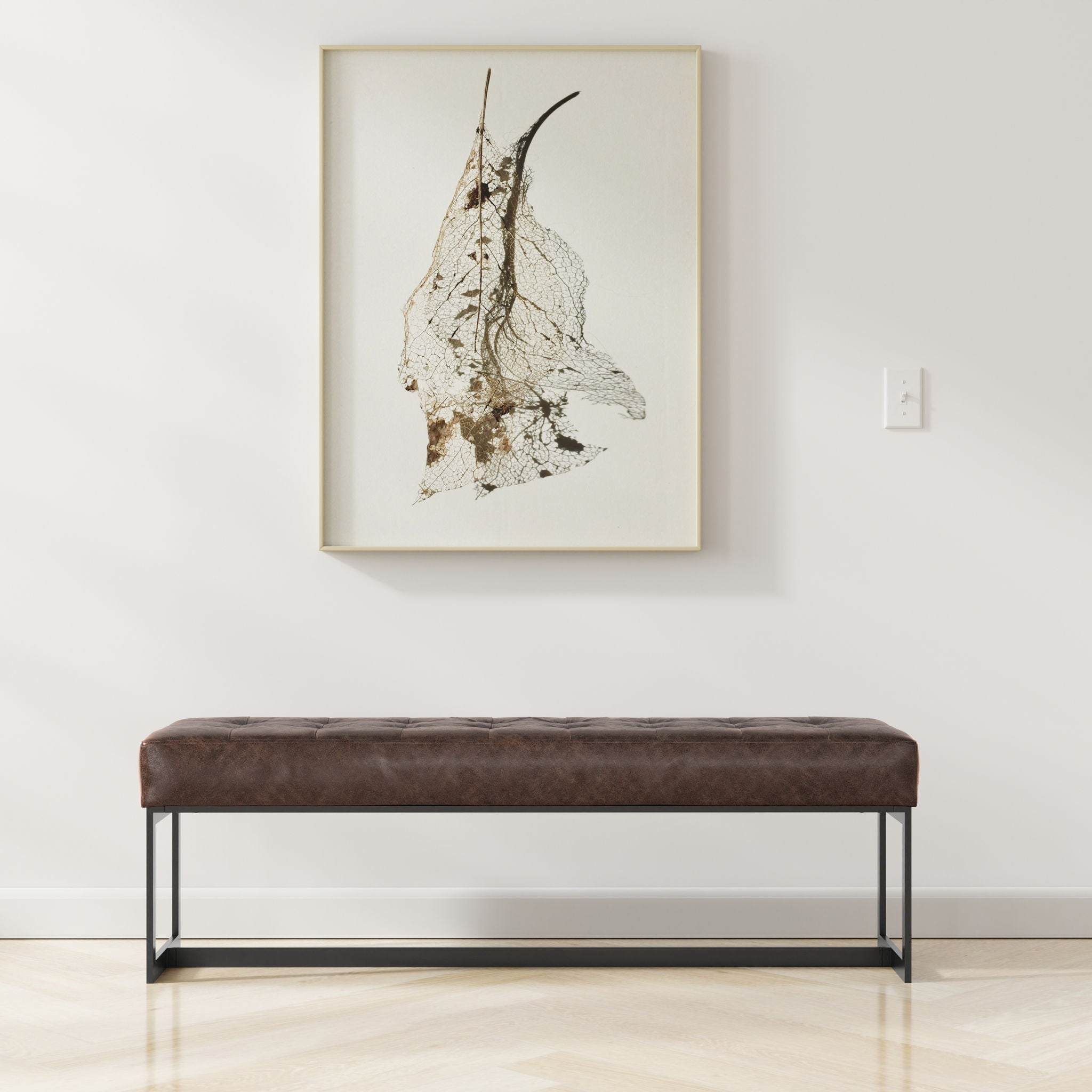Penelope - Ottoman Bench With Genuine Leather Upholstery - Brown by HouseOfZazla