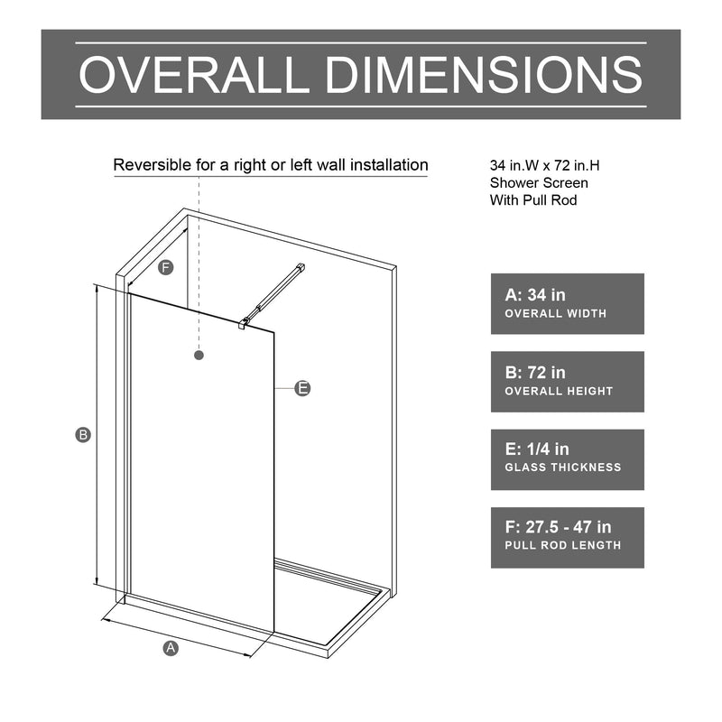 Gradient Shower Door With Handle - Matt Black by HouseOfZazla