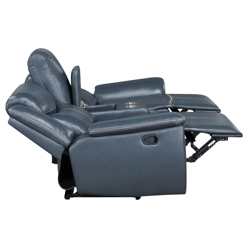 Sloane Upholstered Padded Arm Reclining Loveseat Blue by Unique Piece Furniture