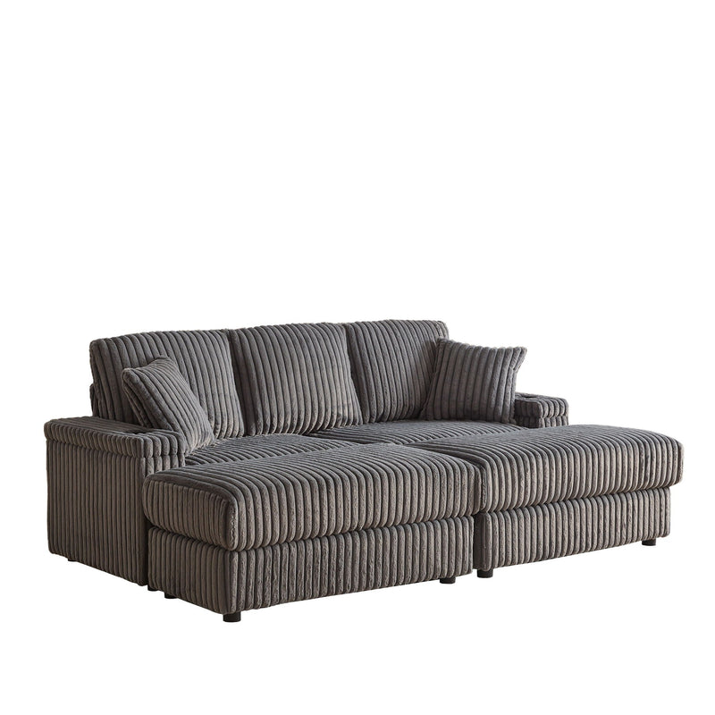 3 Seater Sofa With 2 Ottomans For Living Room by HouseOfZazla
