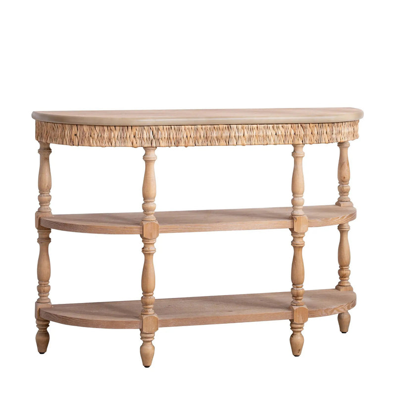 Handcrafted Wood Console Table with Hand-Woven Trim by HouseOfZazla