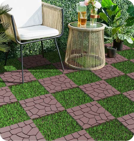 New Stone Texture 12" Patio Deck Tiles, 44pcs by HouseOfZazla