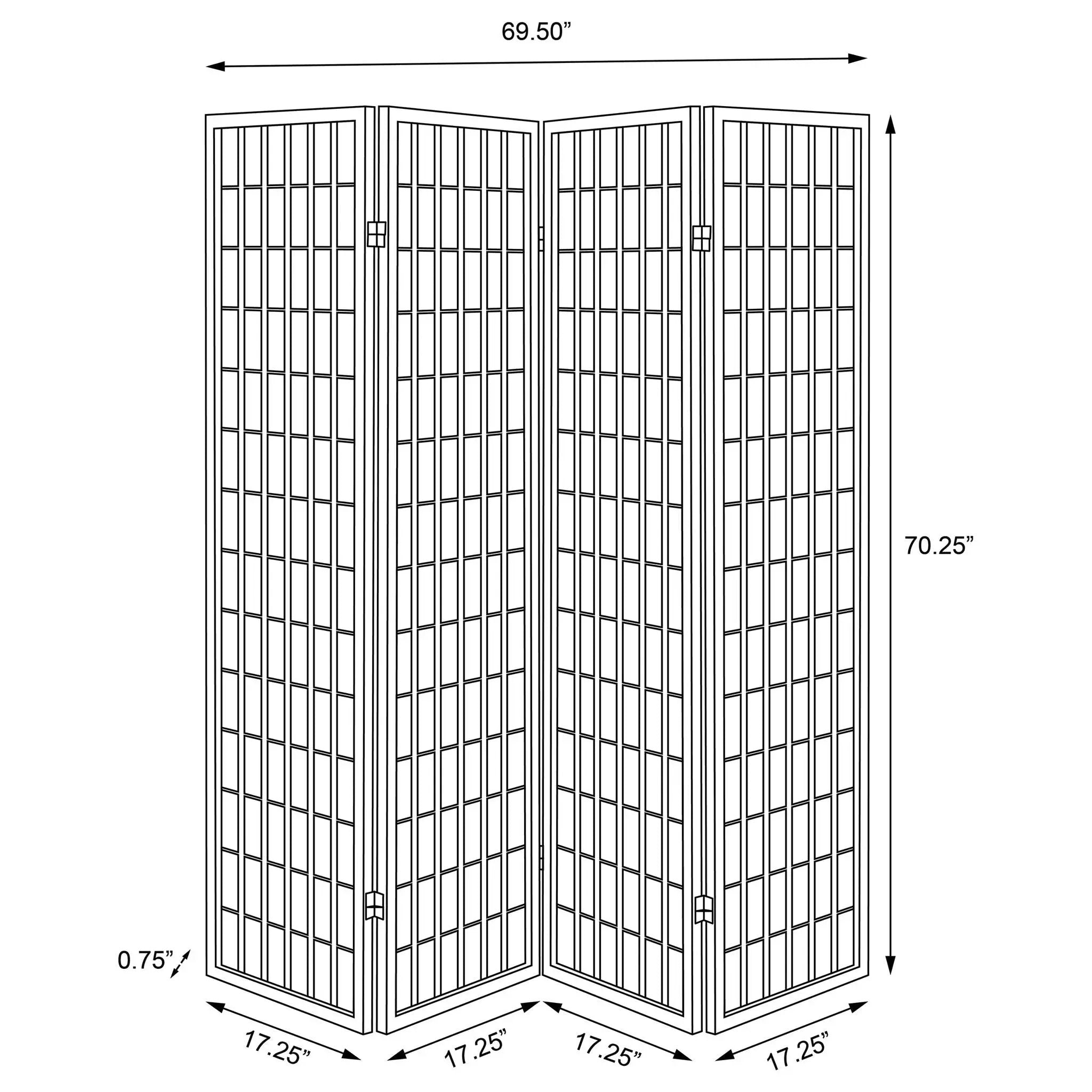 Roberto 4-Panel Room Divider Folding Shoji Screen White by Unique Piece Furniture