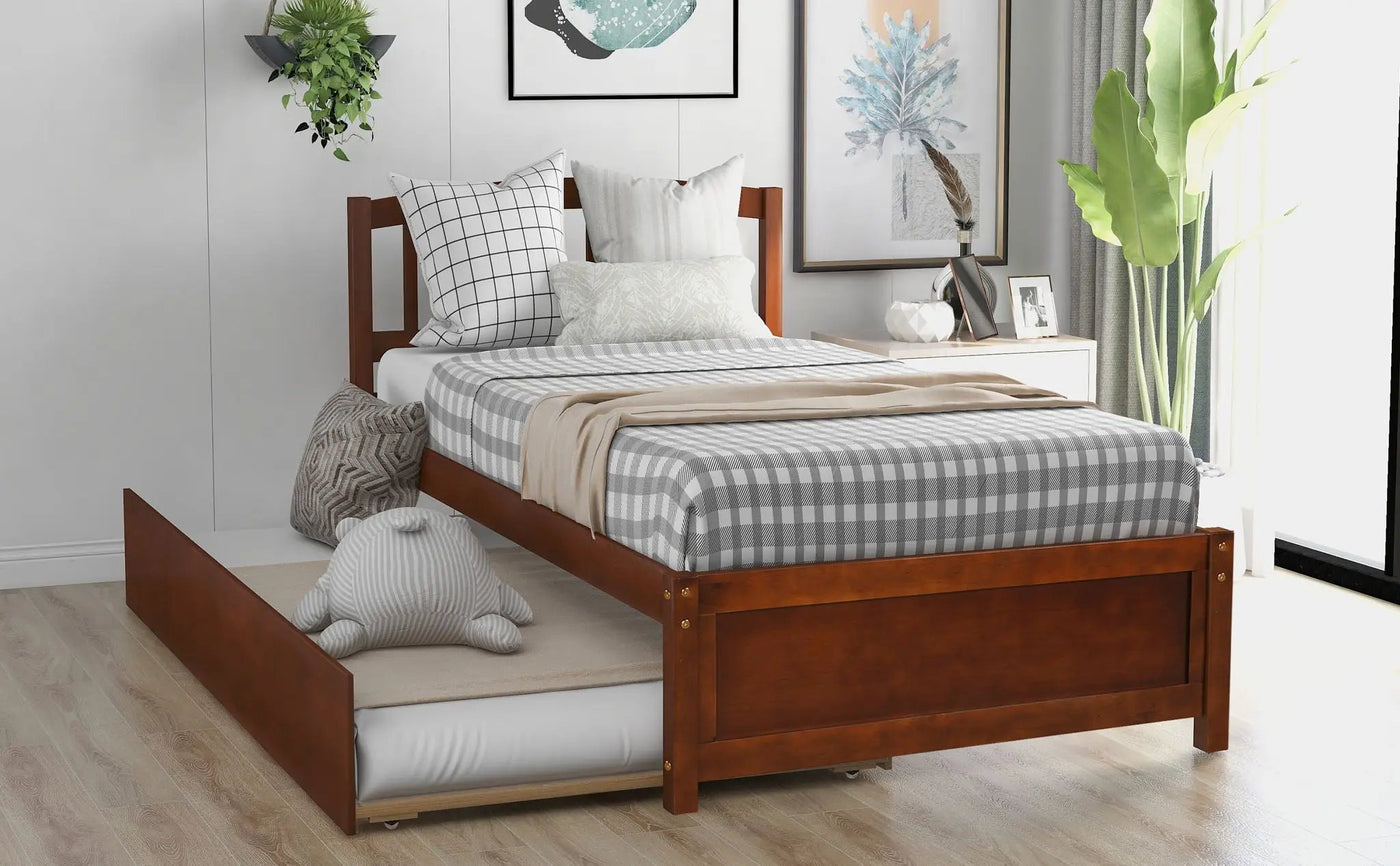Platform Bed Wood Bed Frame With Trundle by Unique Piece Furniture