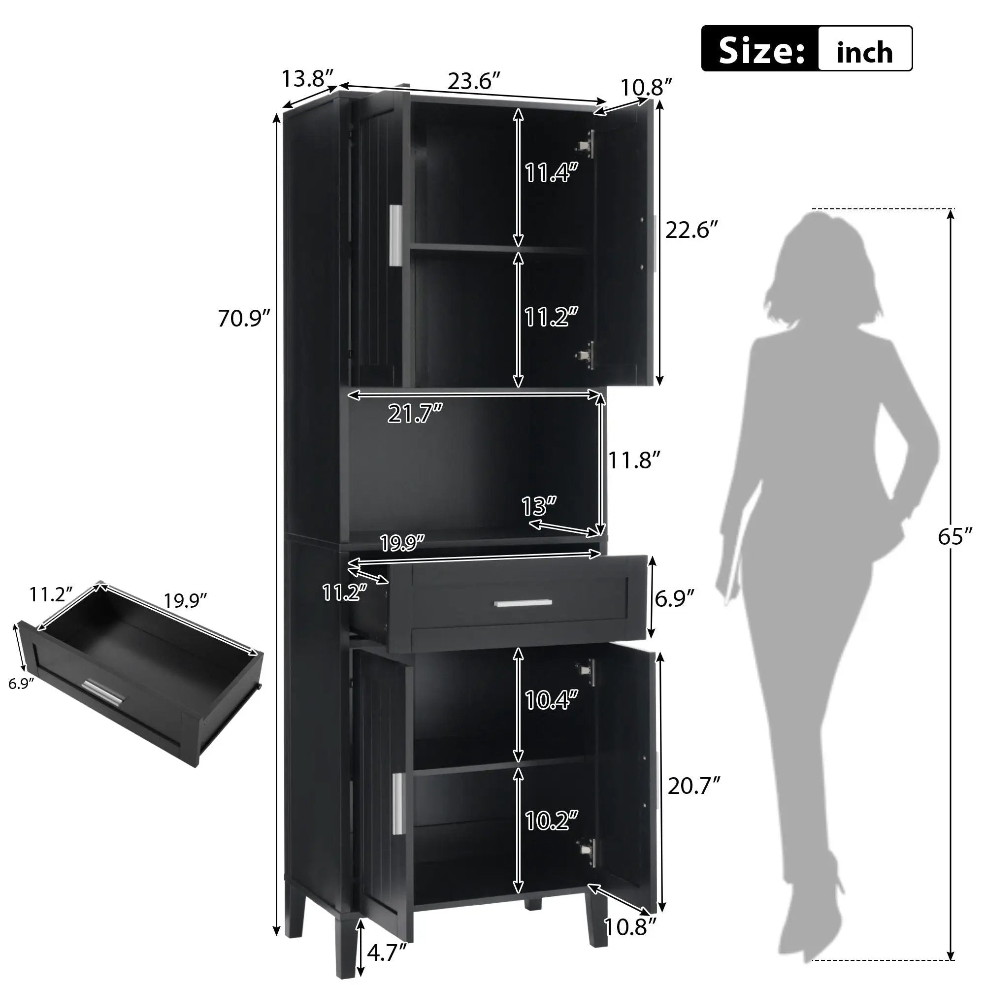 Freestanding Tall Bathroom Cabinet With Soft Close Doors And Adjustable Shelves by Unique Piece Furniture