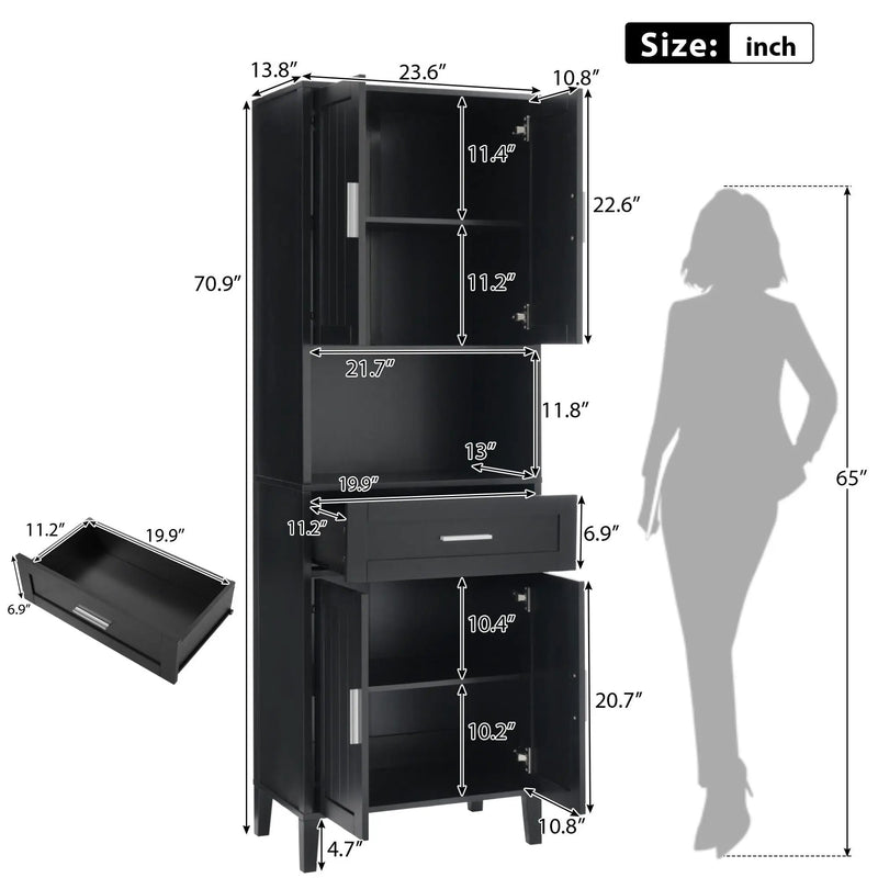 Freestanding Tall Bathroom Cabinet With Soft Close Doors And Adjustable Shelves by Unique Piece Furniture