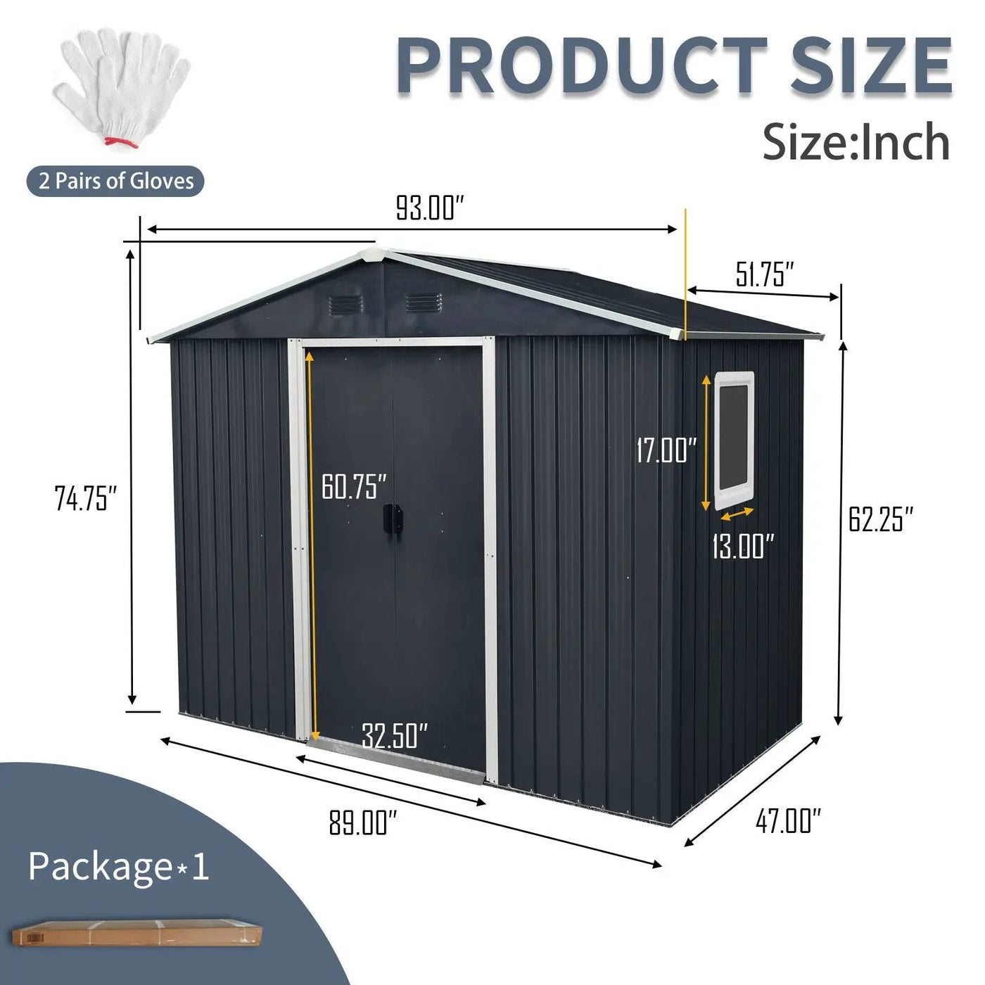 8Ft X 4Ft Outdoor Metal Storage Shed With Window And Metal Foundation For Backyard, Patio, Lawn by HouseOfZazla