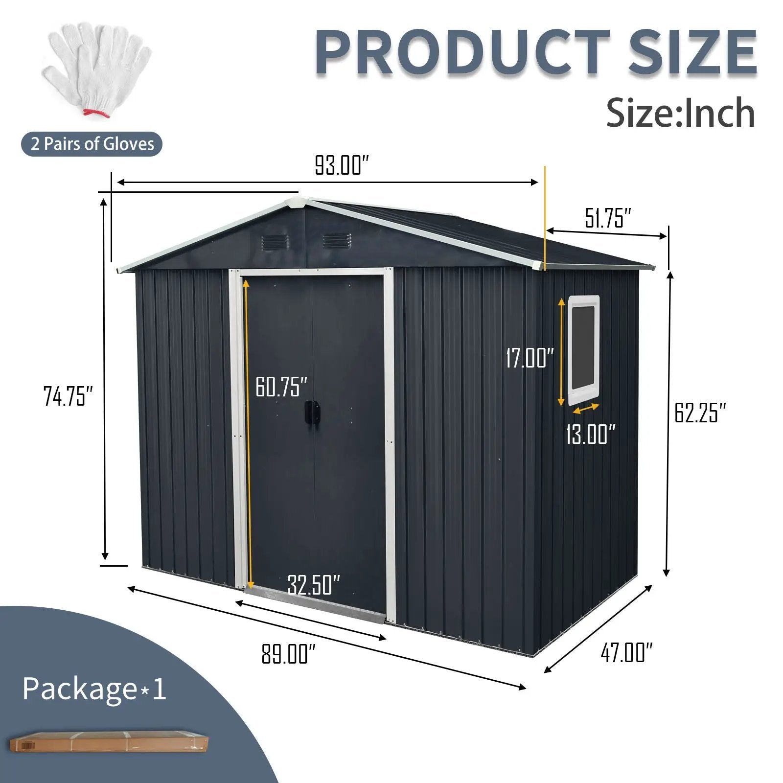 8Ft X 4Ft Outdoor Metal Storage Shed With Window And Metal Foundation For Backyard, Patio, Lawn by HouseOfZazla