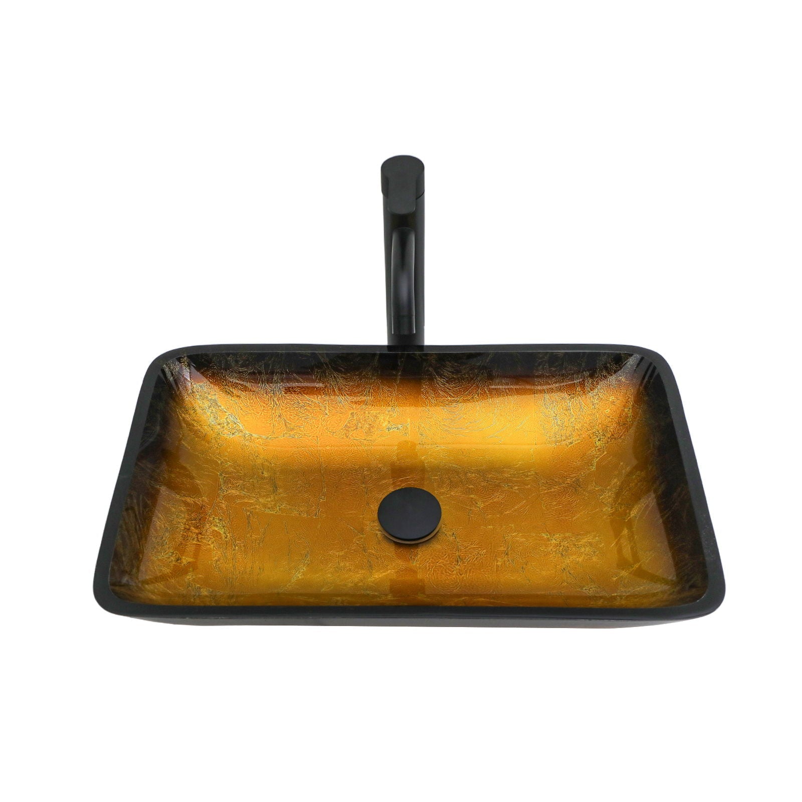Gradient Tempered Glass Vessel Sink With Pop-Up Drain by HouseOfZazla