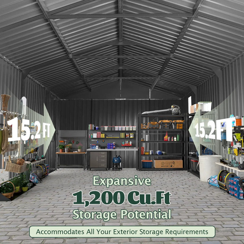 12x15FT Outdoor Metal Garage Shed by HouseOfZazla