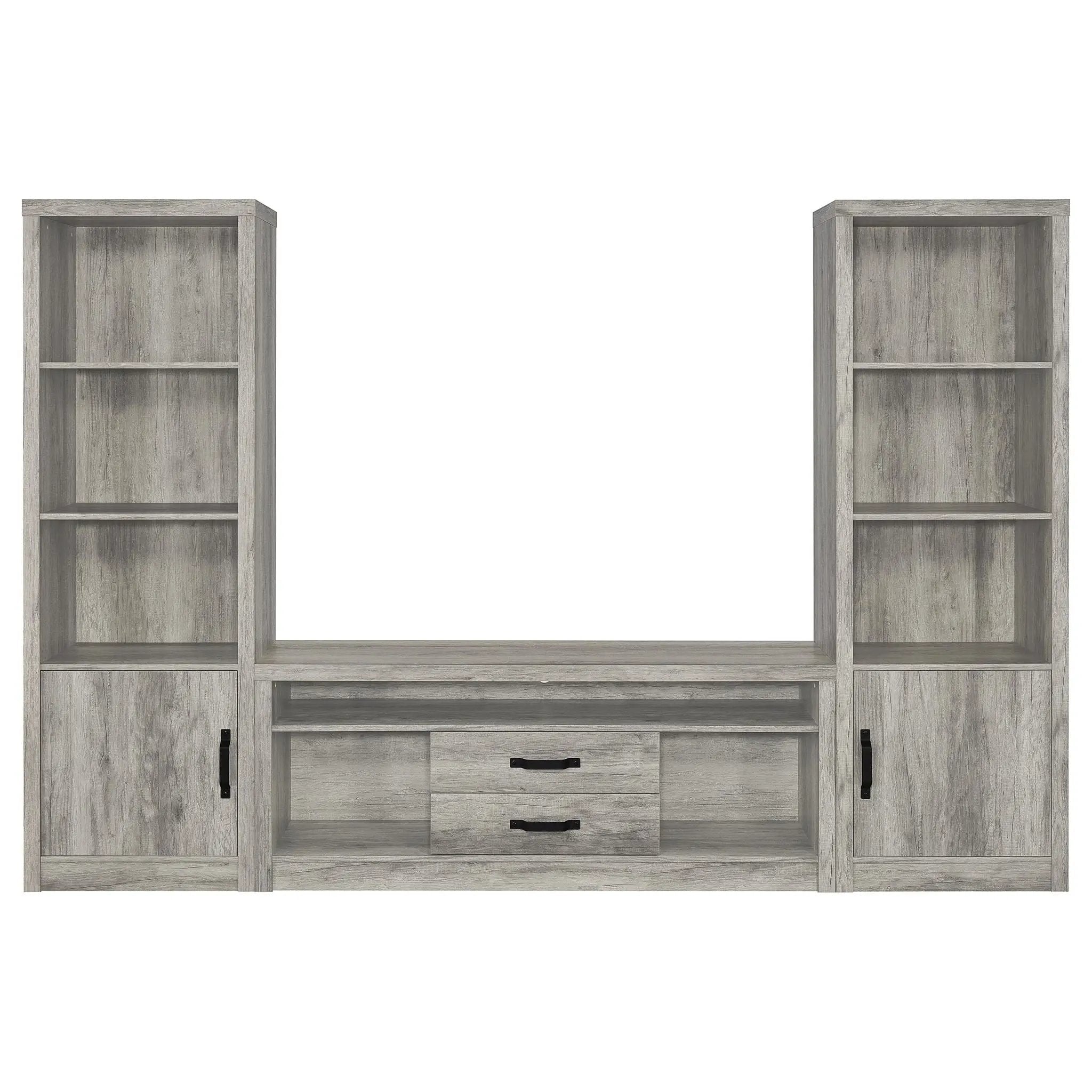 Burke 3-piece 59-inch TV Entertainment Center Grey Driftwood by Unique Piece Furniture