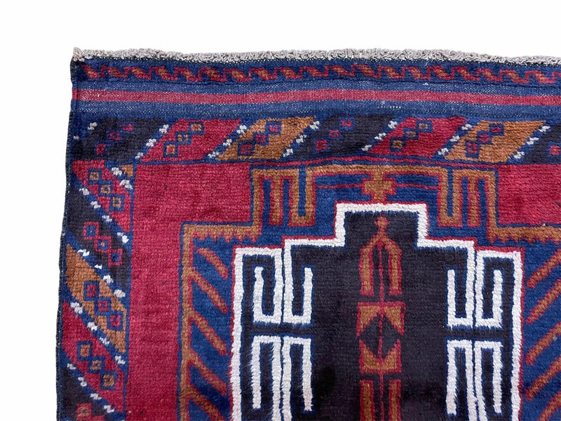3 X 5 Vintage Handmade Tribal Wool Rug Balouchi Rug Afghan Rug Red Beige Nice by Jewel Rugs