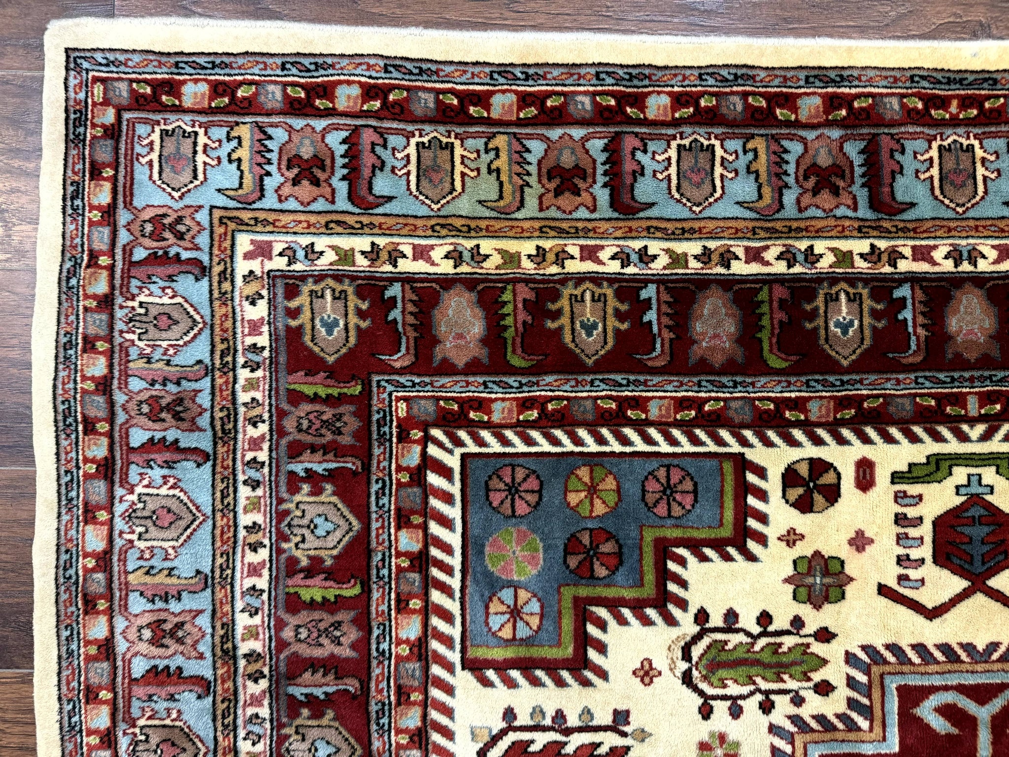 Turkish Kazak Rug 6x9, Geometric Medallions by Jewel Rugs