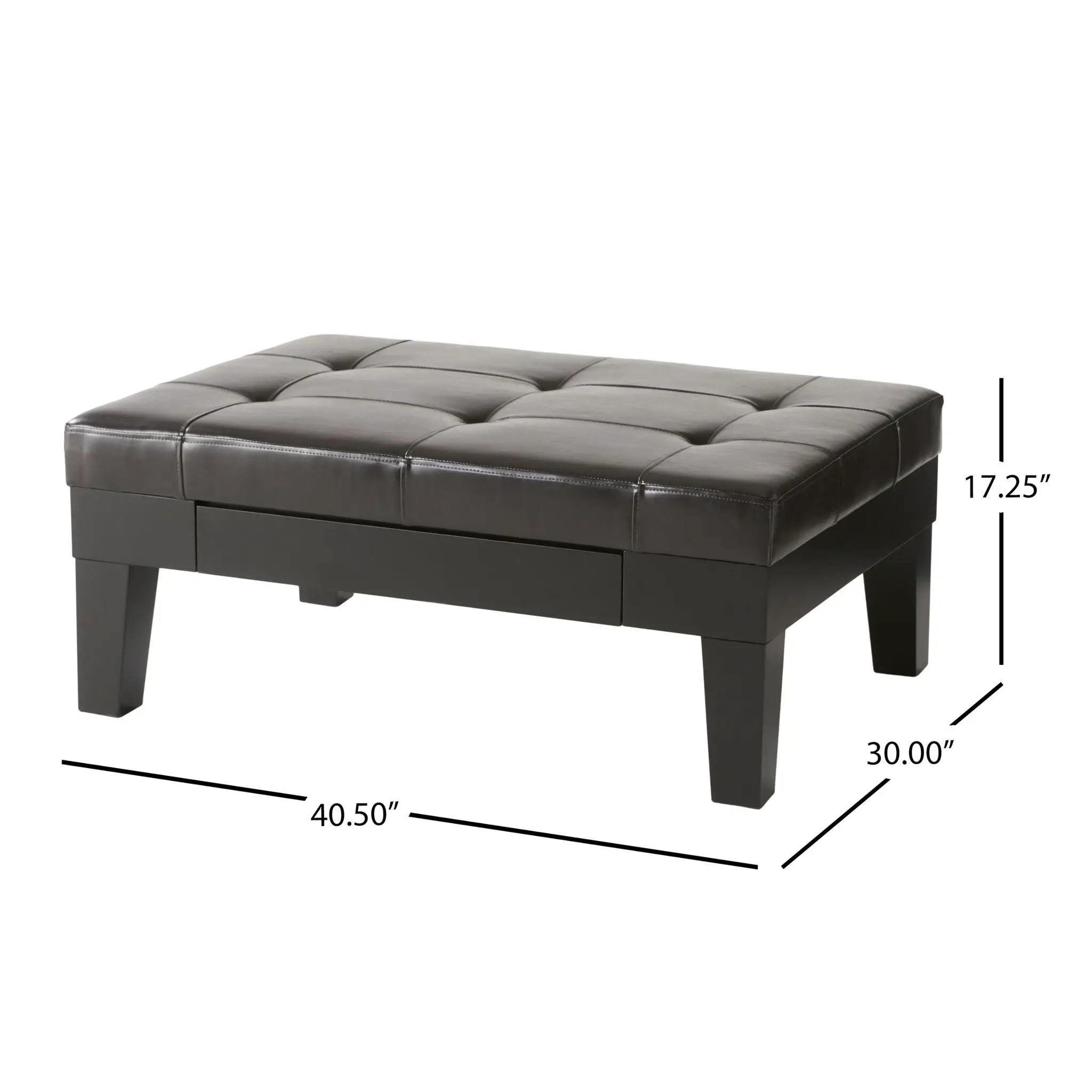 Chatham Ottoman With Drawer Leather Storage Solution - Dark Coffee by HouseOfZazla