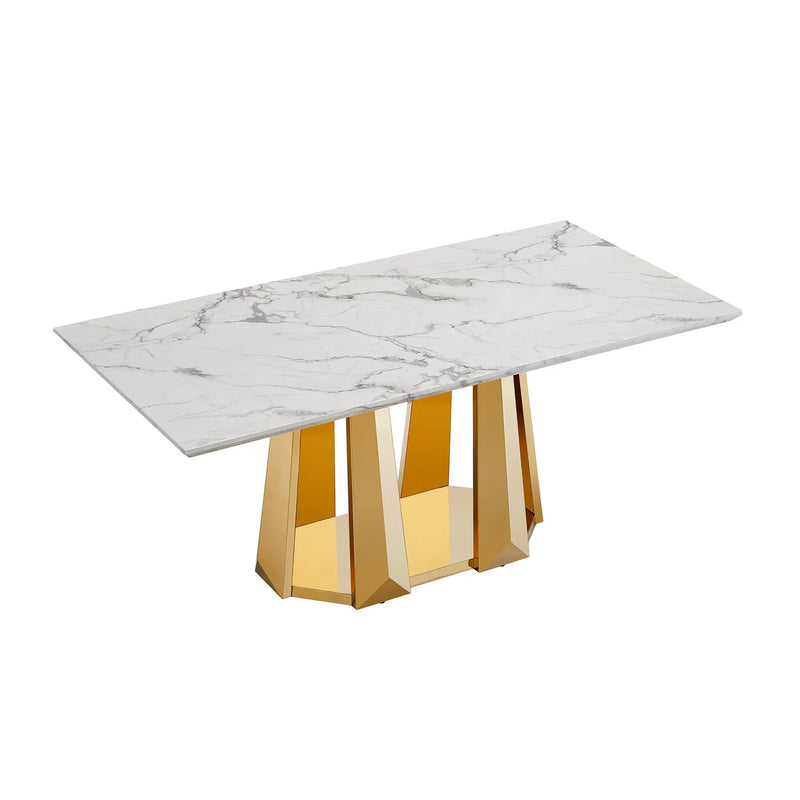 70'' Faux Marble Dining Table for 6 People by HouseOfZazla