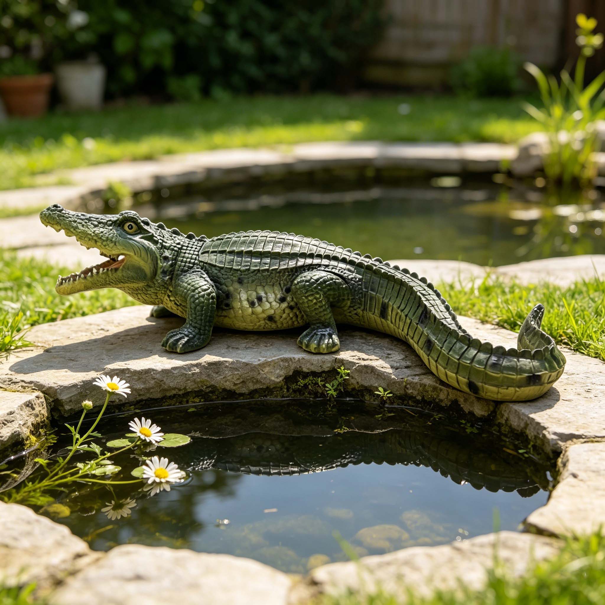 23" Simulated Crocodile Garden Statue by HouseOfZazla