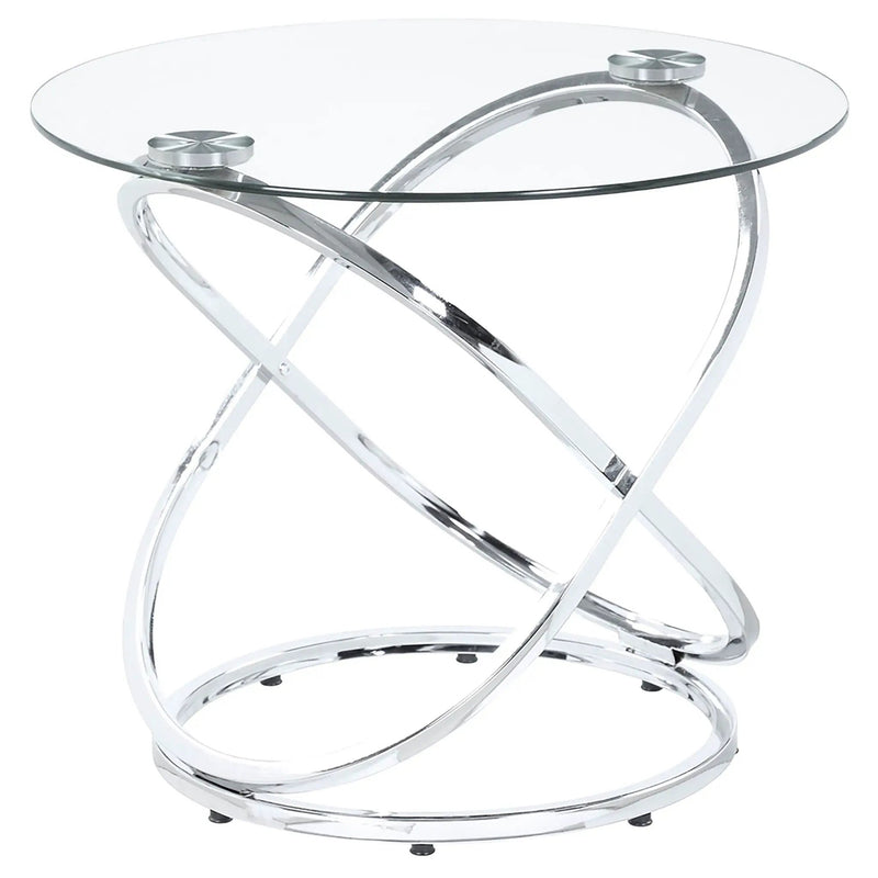 Warren 3-piece Oval Glass Top Coffee Table Set Chrome by Unique Piece Furniture