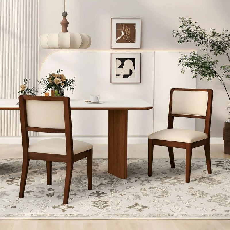 Set of 2 Compact Rubber Wood Dining Chairs