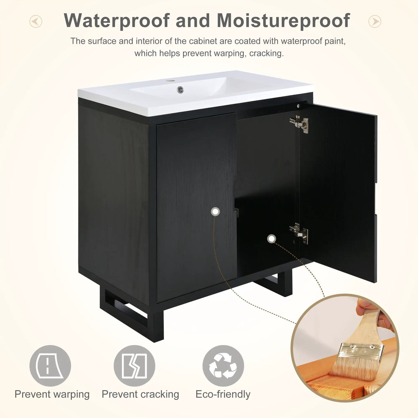 Bathroom Vanity Set With Sink, Combo Cabinet, Bathroom Storage Cabinet, Solid Wood Frame by Unique Piece Furniture
