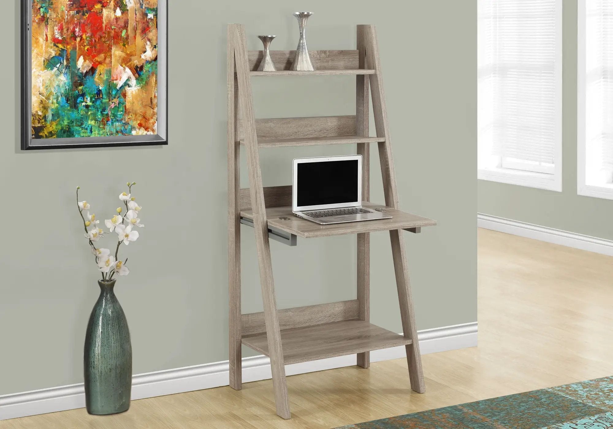 Computer Desk For Home Office, Laptop, Leaning, Storage Shelves by Unique Piece Furniture