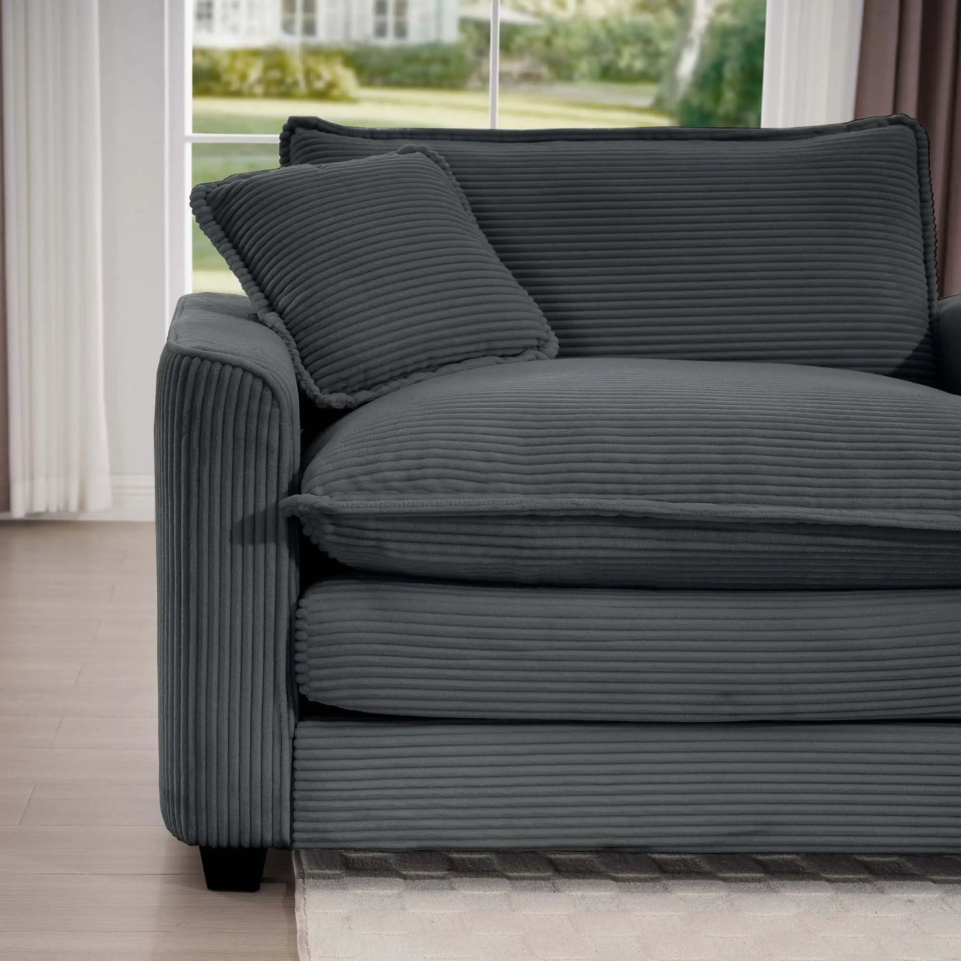 Classic Modern Comfortable Single Chair Deep Seat Sofa With Footstool by HouseOfZazla