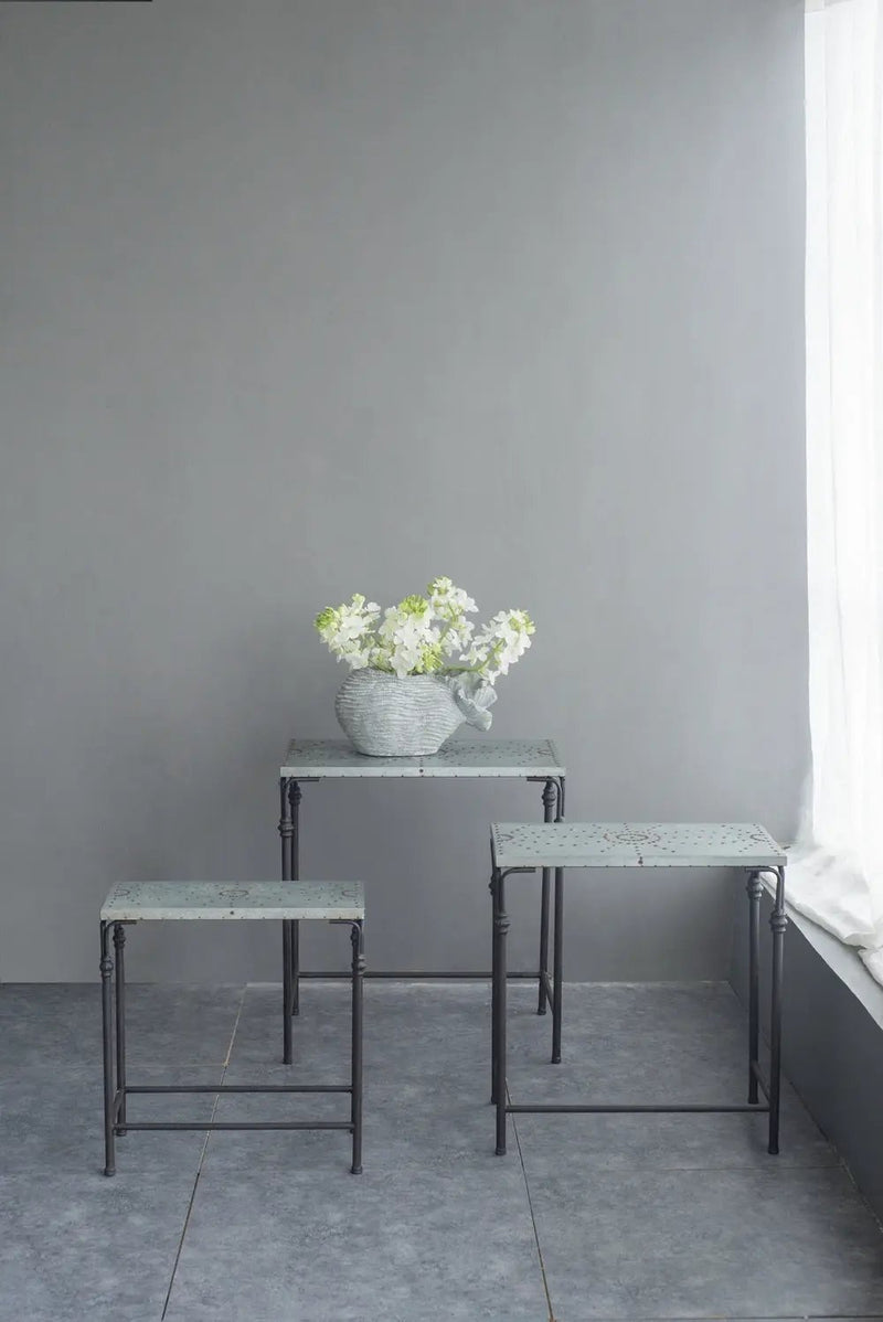 Set of 3 Gilbert Nesting Tables Metal Plant Stand by HouseOfZazla