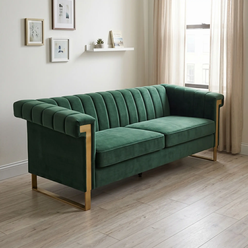 FX-P81B-RG 834-14 Velvet Sofa with Gold Accents by HouseOfZazla