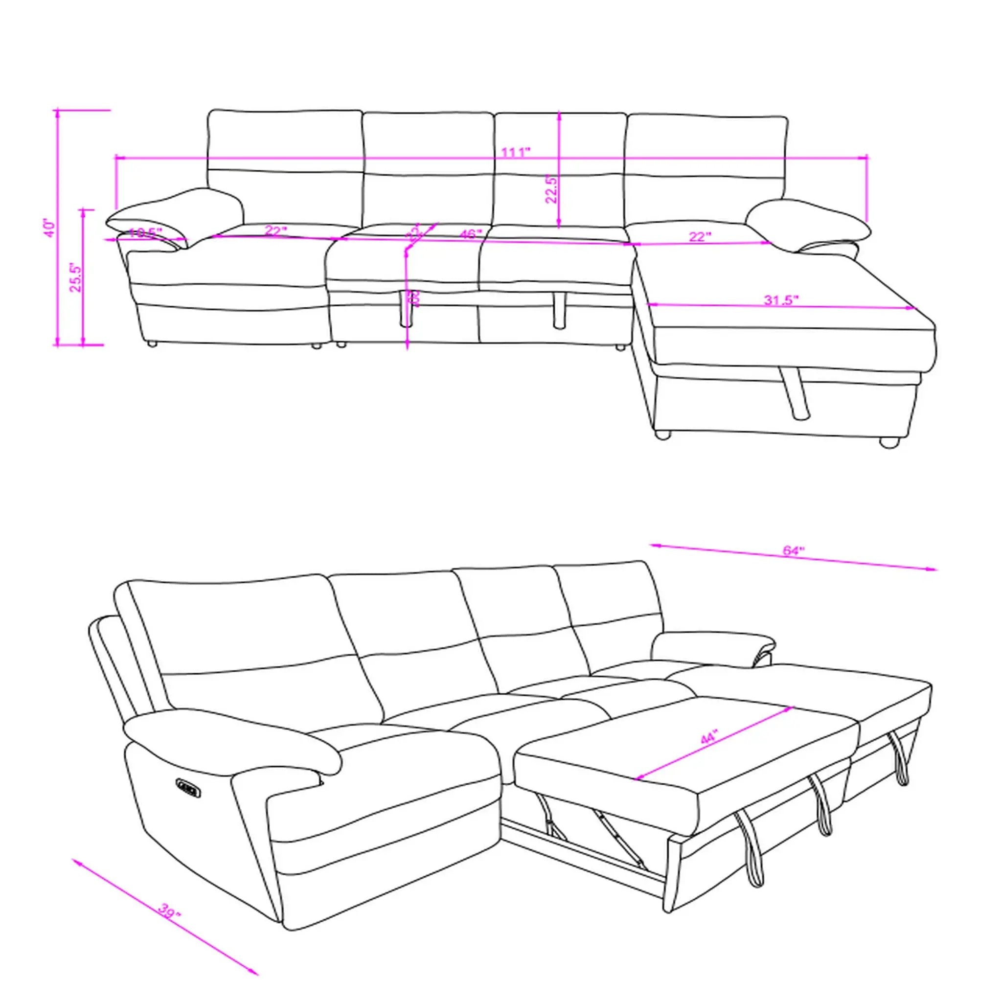 Kia - Sectional With Power And USB - Beige / Brown by HouseOfZazla