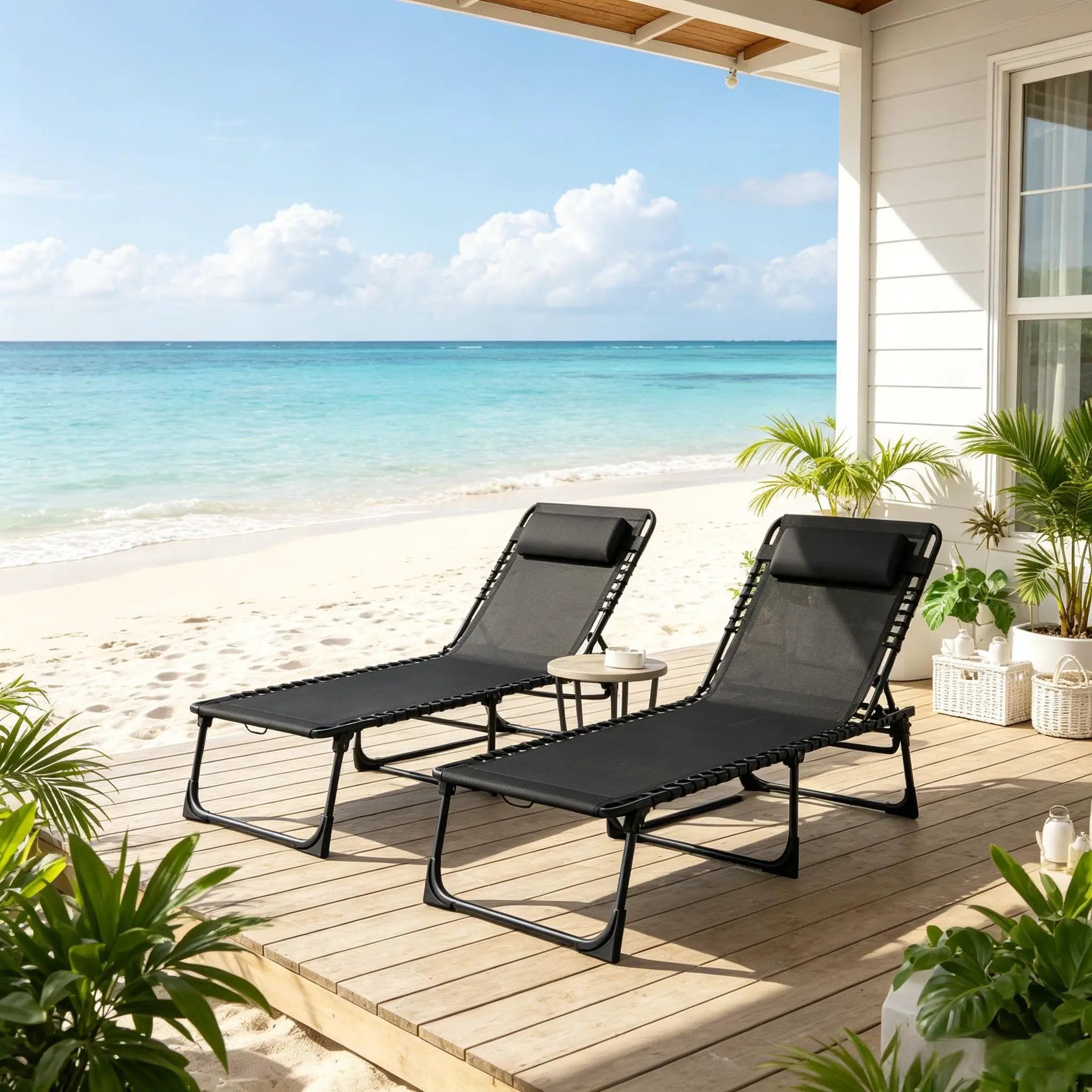 2pcs Folding Chaise Lounge Pool Chairs by HouseOfZazla