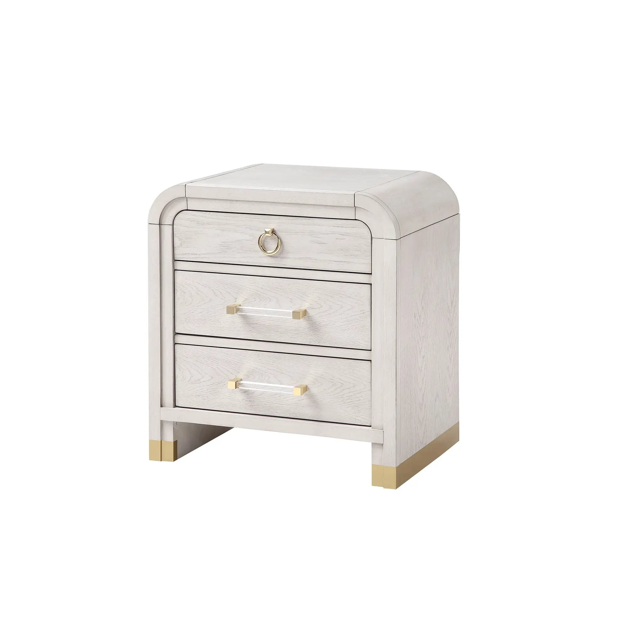 Malco - Nightstand With Spacious Drawer And Gold Metal Fluted Detailing - Black White by HouseOfZazla