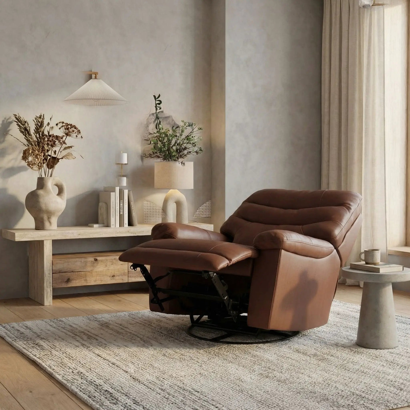 Oslo Antelope - Swivel Glider Recliner With Manual Footrest by Unique Piece Furniture