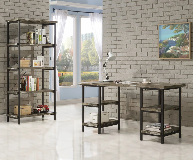 Kemper 59-inch 4-shelf Writing Desk Weathered Brown by Unique Piece Furniture