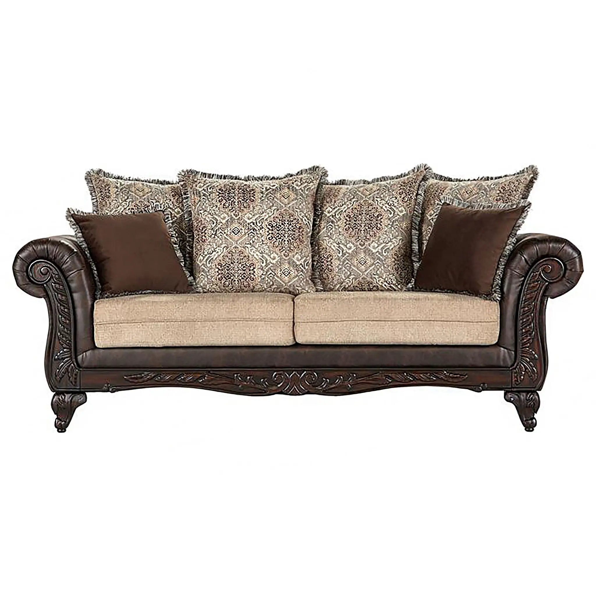 Elmbrook 3-piece Upholstered Rolled Arm Sofa Set Brown by Unique Piece Furniture