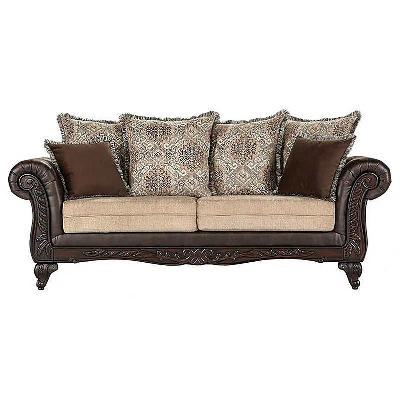 Elmbrook 3-piece Upholstered Rolled Arm Sofa Set Brown by Unique Piece Furniture