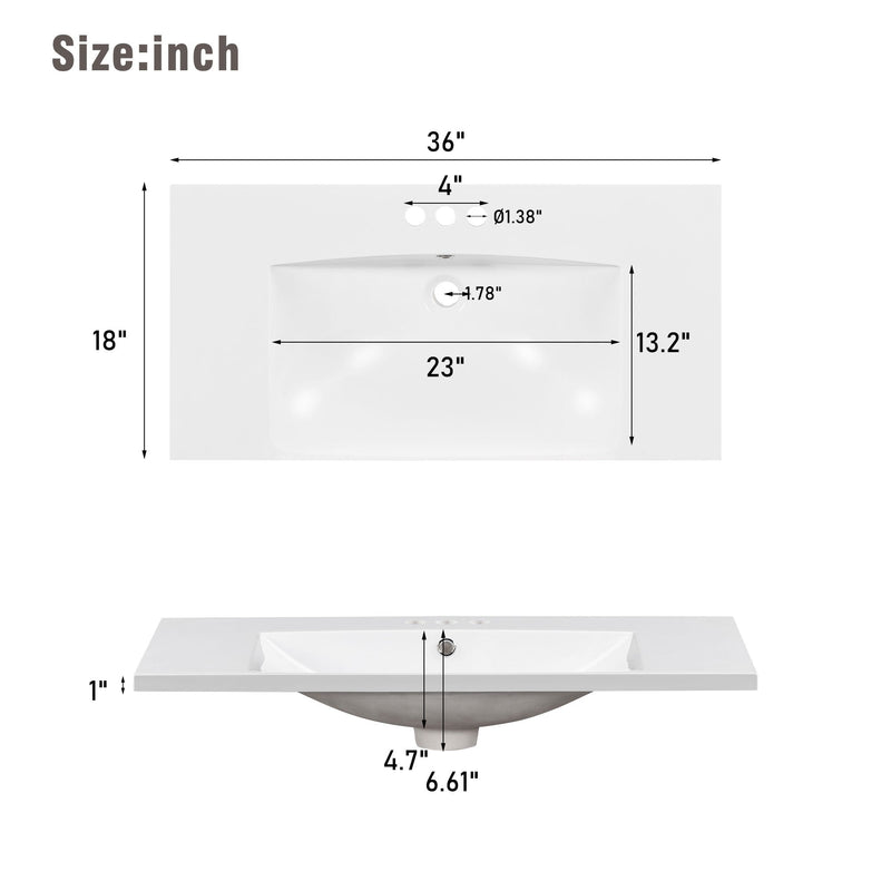 36 Inch Shaker Style Free-Standing Bathroom Vanity Cabinet with Sink by HouseOfZazla